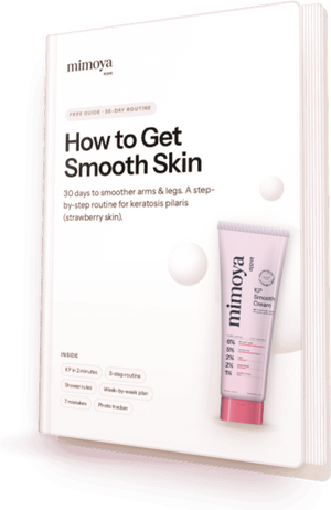 Free guide: How to Get Smooth Skin, a 30-day keratosis pilaris routine with MIMOYA KP Smooth Cream