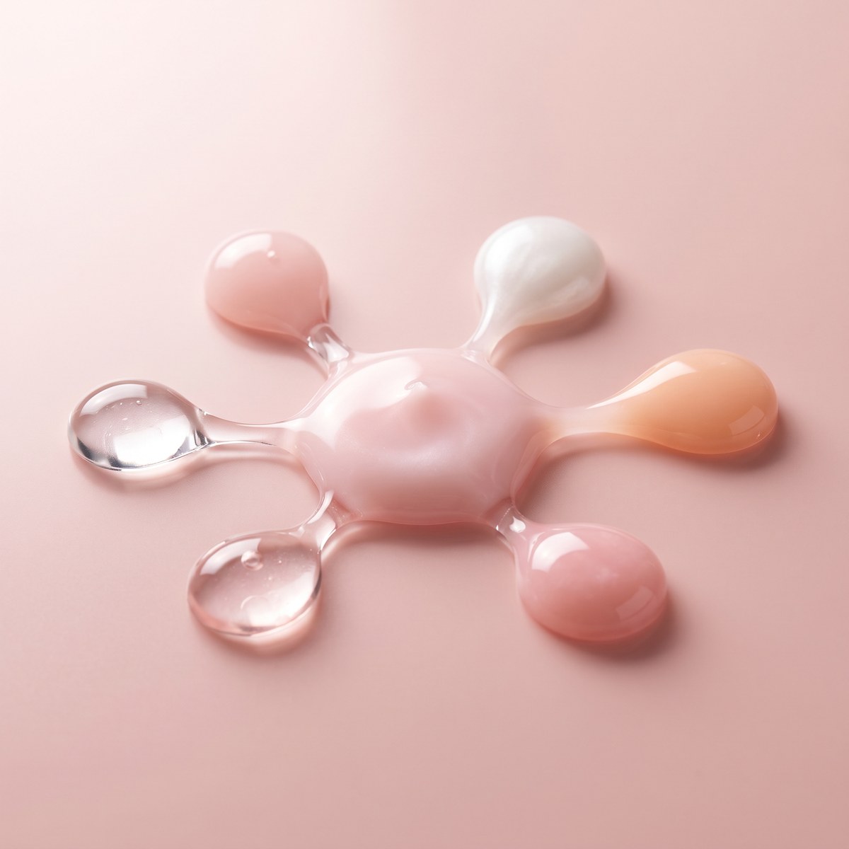 Several skincare textures merging into a single cream, Korean innovation in one formula Image
